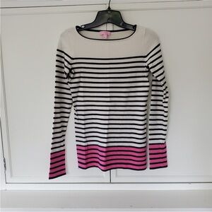 Lilly Pulitzer Black and Pink Striped Sweater